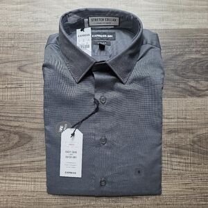 Express Men’s Stretch Collar Button-Down Shirt in Charcoal